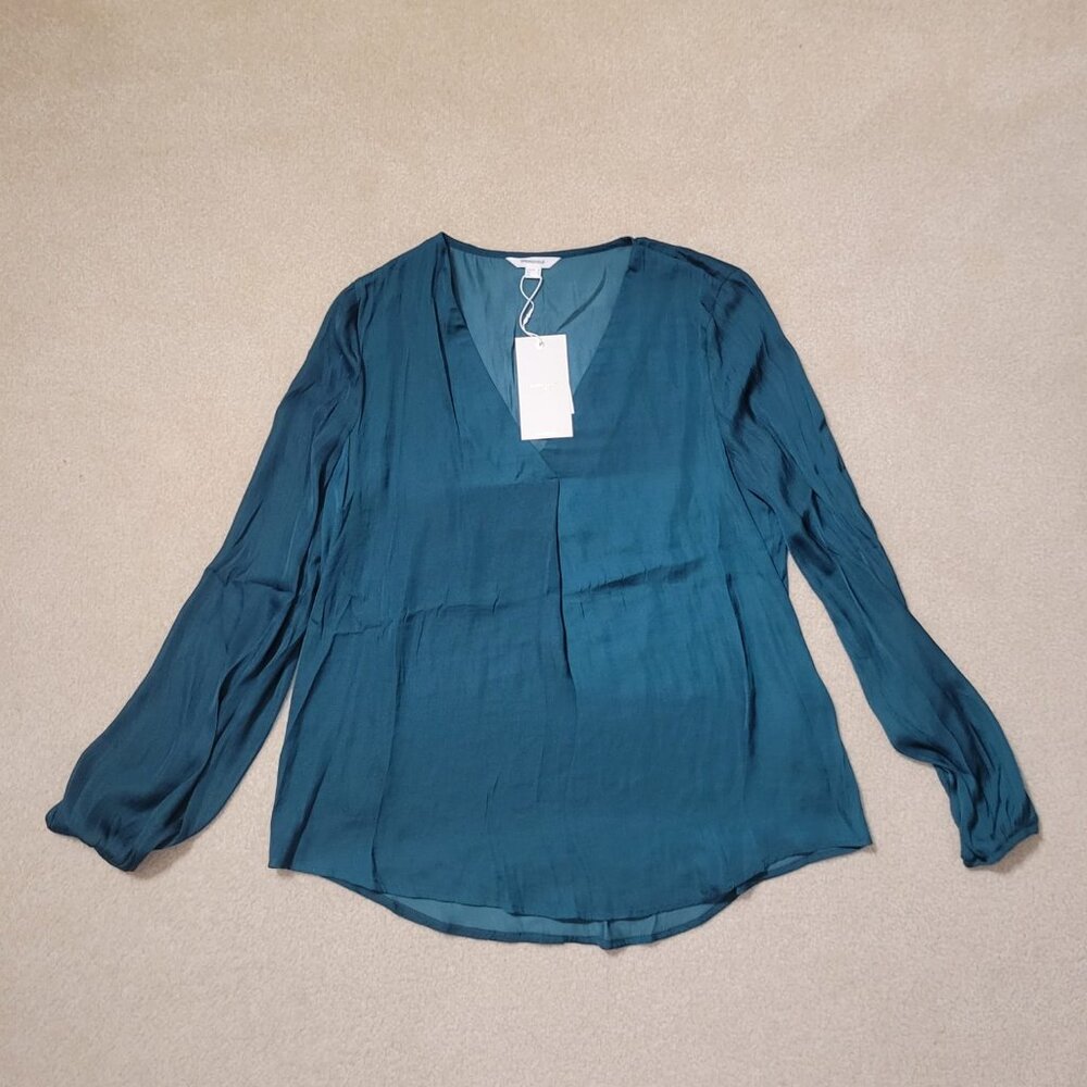 Springfield Women's Forest Green V-Neck Blouse, NWT, Size 4